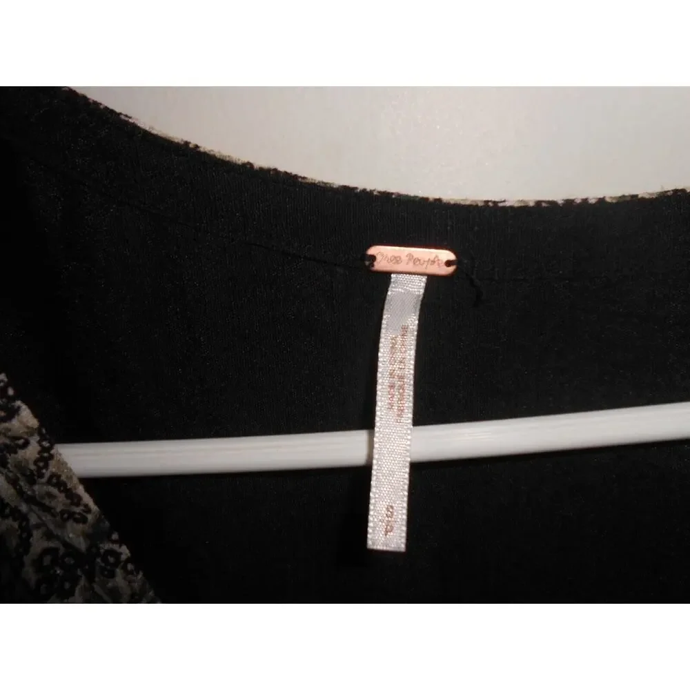 Free People Blouse Womens S Black Wildest Moments Boho Tunic Peasant Cottagecore - Picture 4 of 5